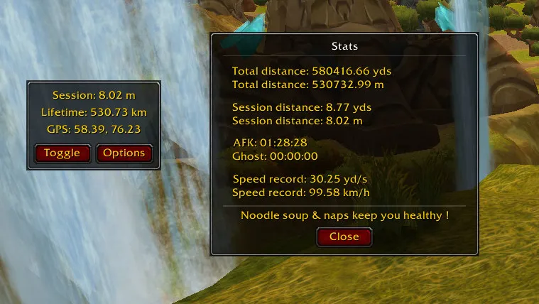 Capture d'écran de l'addon pour wow Feet of Azeroth