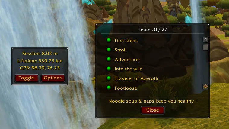 Capture d'écran de l'addon pour wow Feet of Azeroth
