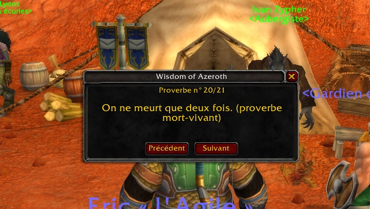 Capture d'écran de l'addon pour wow Wisdom of Azeroth