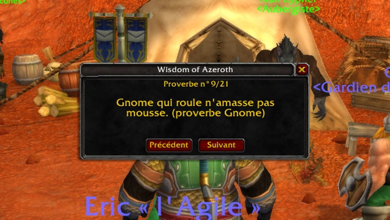 Capture d'écran de l'addon pour wow Wisdom of Azeroth